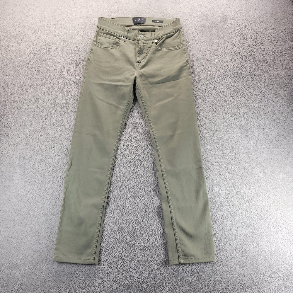 7 For All Mankind Jeans Mens 29x30 Green Slimmy Straight Stretch Denim Comfort